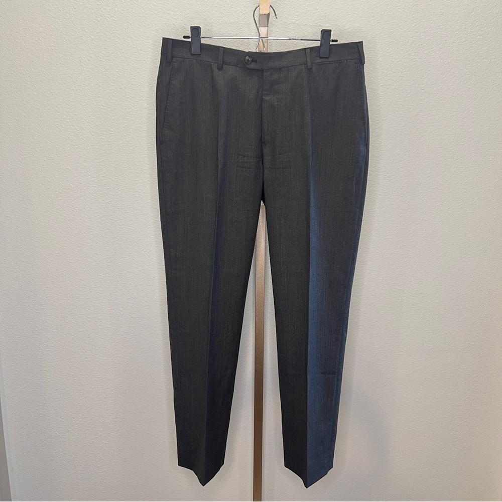 J. Hilburn Custom Vitale Barberis Wool Brown Plaid Pleated Dress Pants 34x30 - Picture 1 of 9